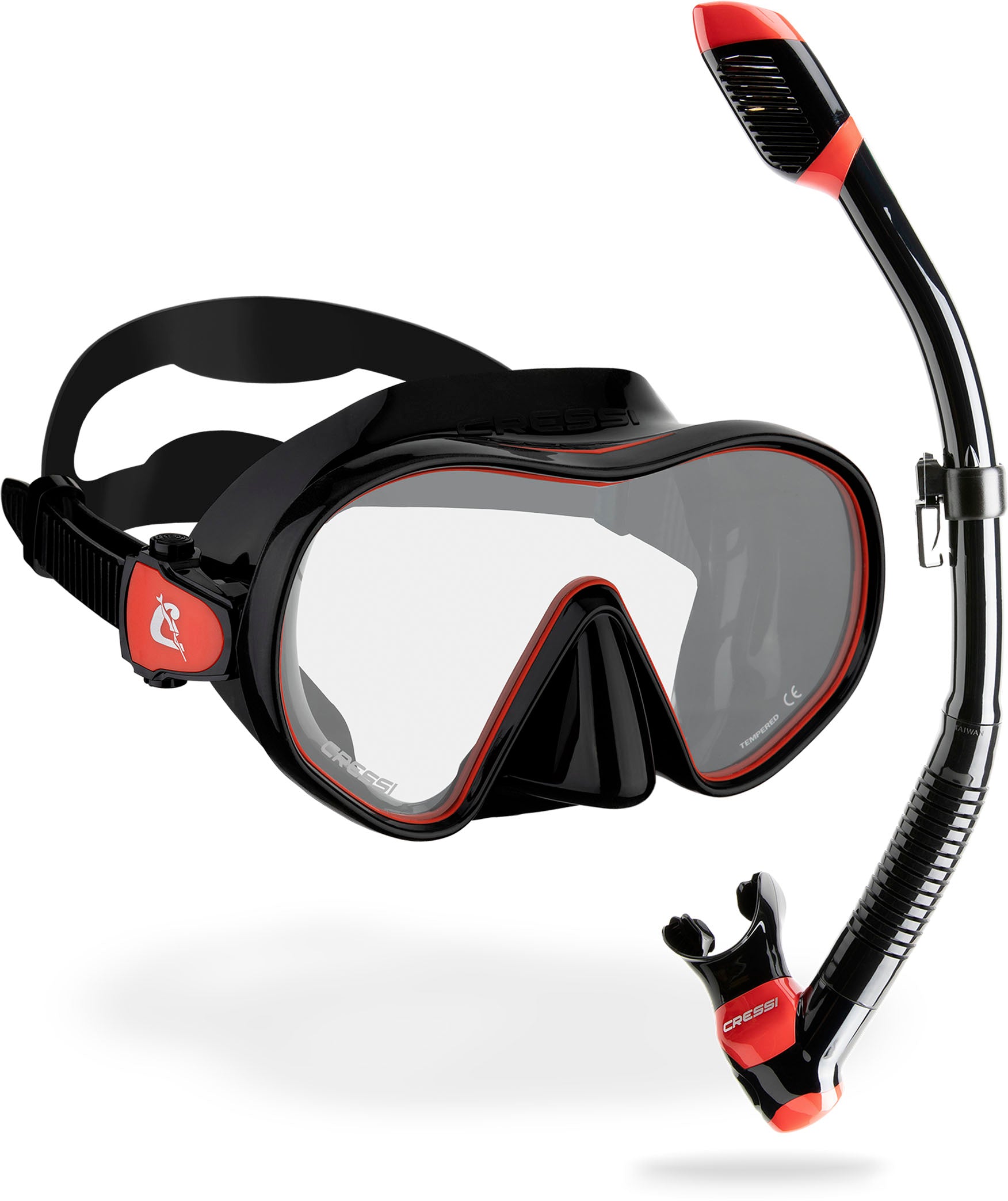 Cressi Big Eyes Evolution & Alpha Ultra Dry-Snorkelset met snorkel en duikbril, waterdicht duikmasker, anti-condens, anti-lek van gehard glas, premium Dry-snorkel voor volwassenen, Eén maat