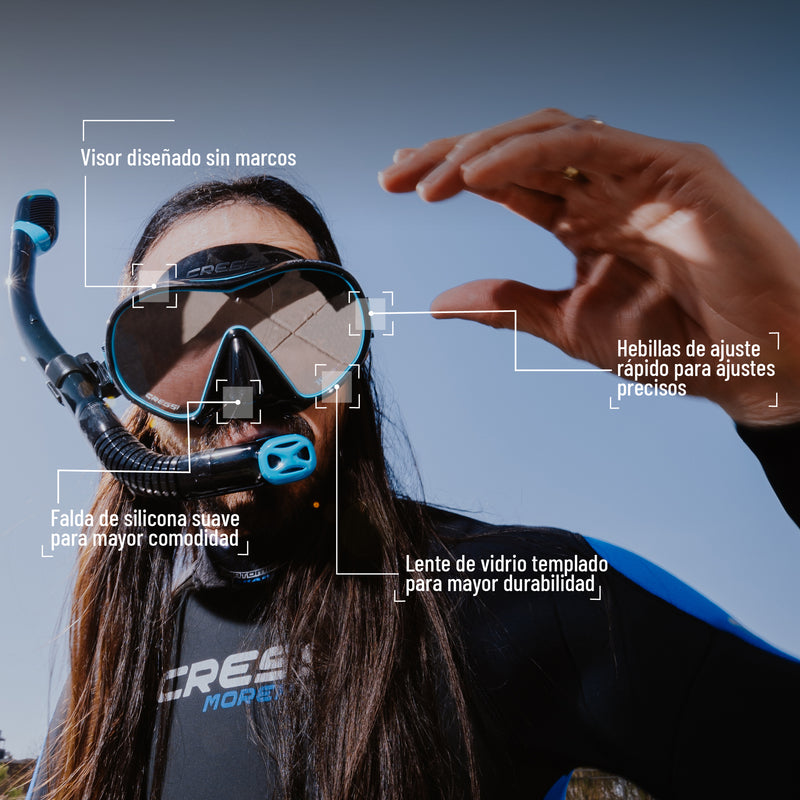 Combo (Visor + Snorkel) HiroQuest de edición limitada - Cressi x Steve Aoki | Envio Gratis