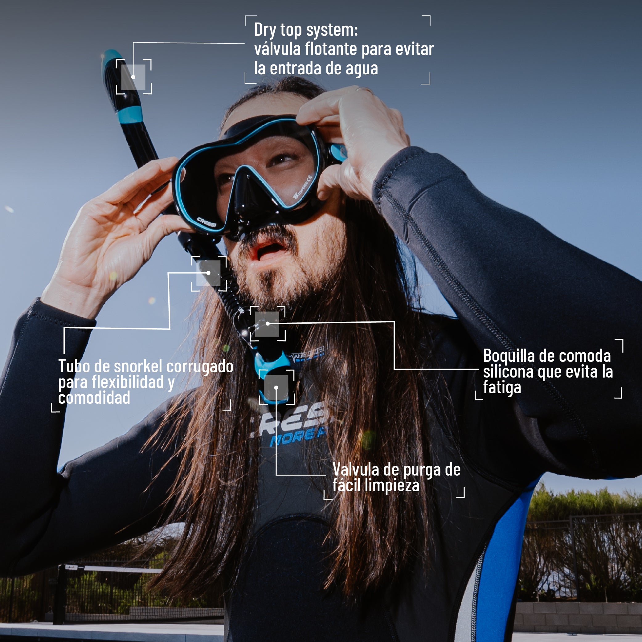 Combo (Visor + Snorkel) HiroQuest de edición limitada - Cressi x Steve Aoki | Envio Gratis