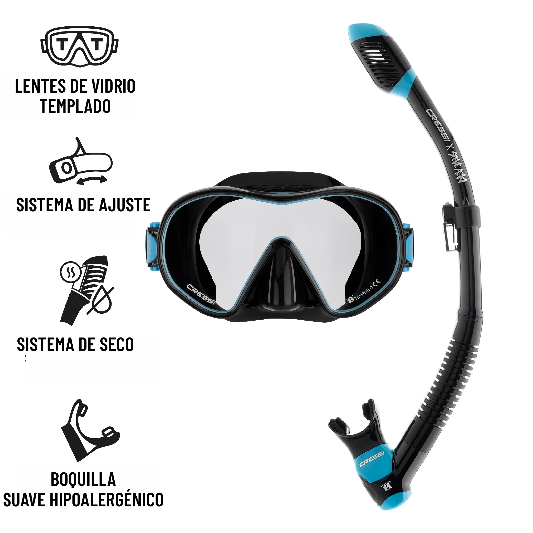 Combo (Visor + Snorkel) HiroQuest de edición limitada - Cressi x Steve Aoki | Envio Gratis